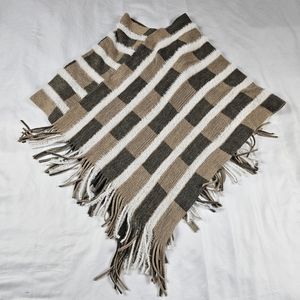 Northern Angel Knit Cape Fringe Poncho Multi-Color Women's Size S/M